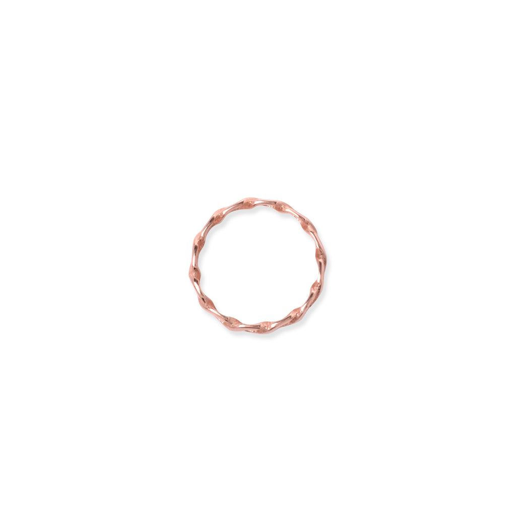 Cincin Woven Band Perak Kecil Ring 925 Sterling Silver Rose Gold Plated