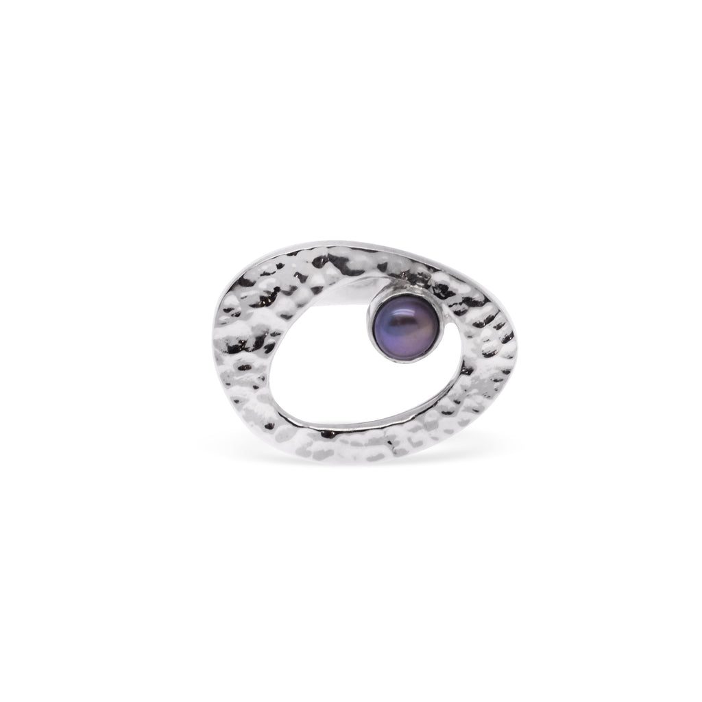 925 Silver Black Pearl Dulcet Collection Ring