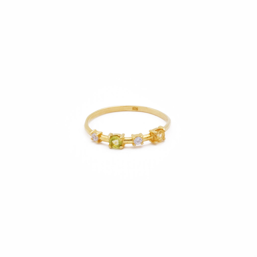925 Sterling Silver Gold Plated Prong Collection Ring