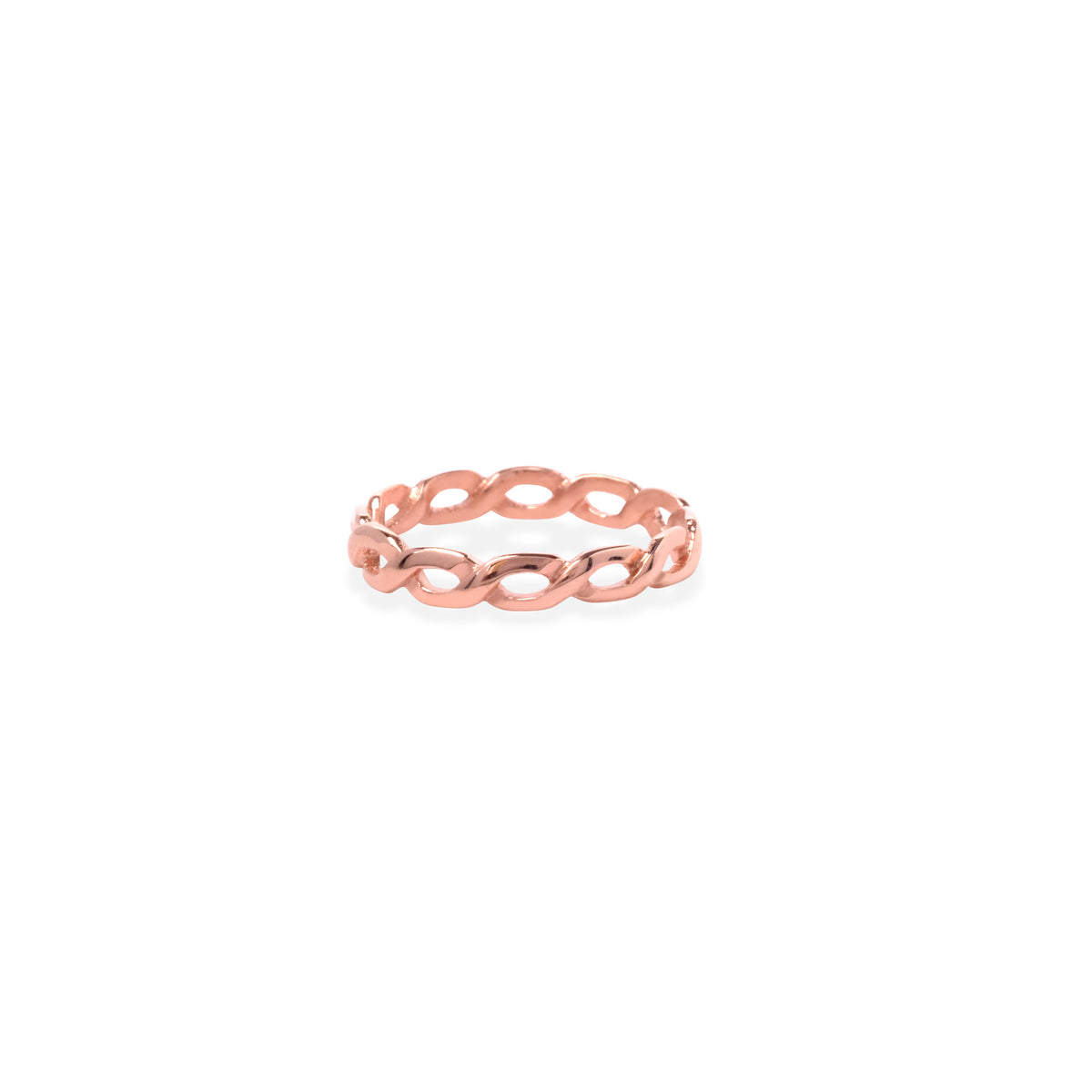 Small Woven Band Ring 925 Sterling Silver Rose Gold Plated