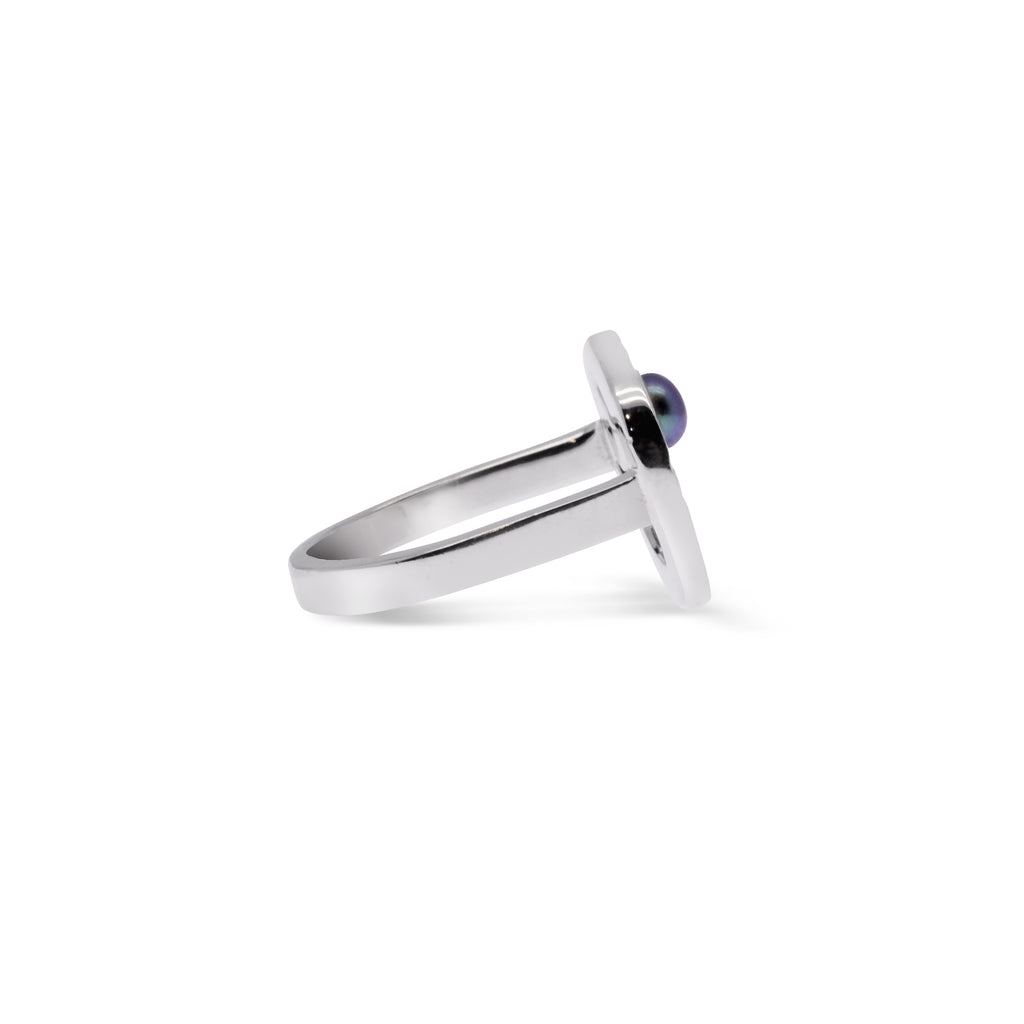 925 Silver Black Pearl Dulcet Collection Ring