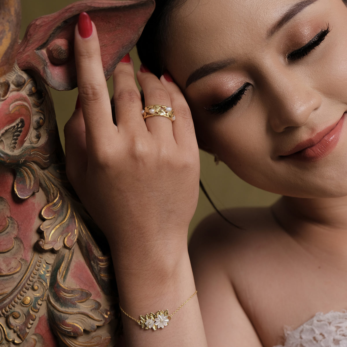 Gelang Rantai Perak Koleksi Mutiara Melati Sterling Silver 925 Gold Plated