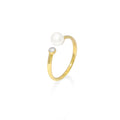 Adjustable Gold Plated Ring Lumine Pearl Collection 925 Sterling Silver