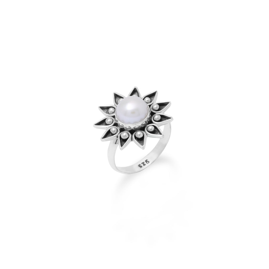 Sterling Silver 925 Flower Jawan Ring