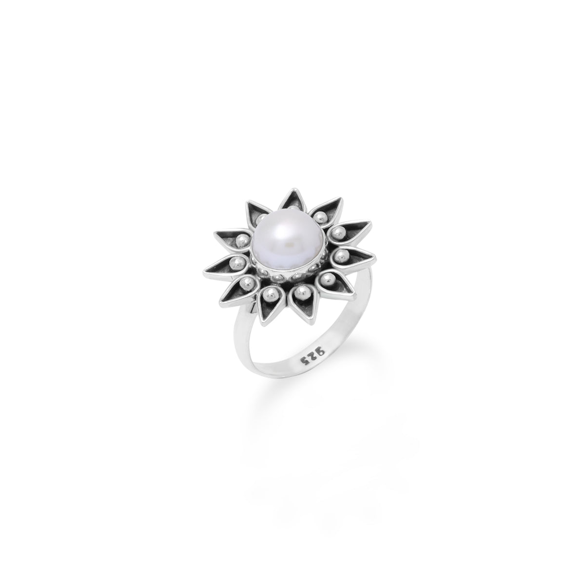 Sterling Silver 925 Flower Jawan Ring