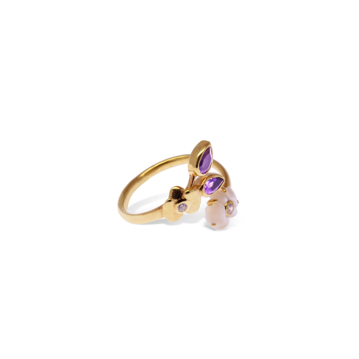 Cincin Adjustable Perak 925 Koleksi Anggrek Gold Plated