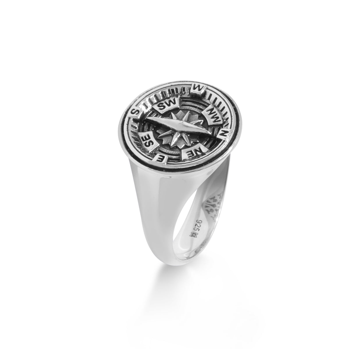 Cincin Signet Round Koleksi Kompas Sterling Silver 925