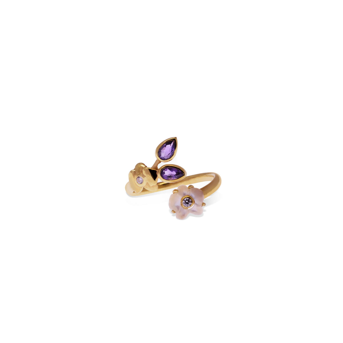 Cincin Adjustable Perak 925 Koleksi Anggrek Gold Plated