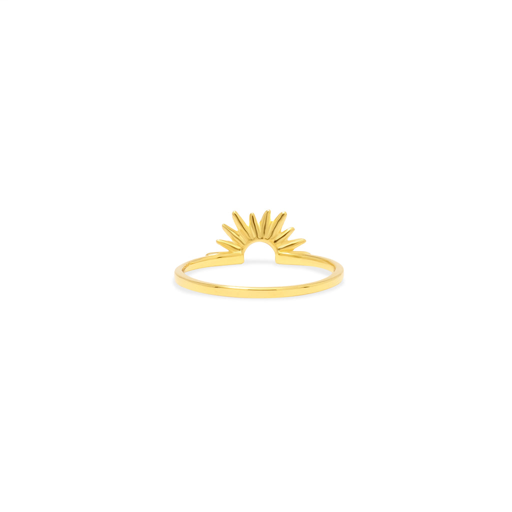 Half Sunburn Collection Gold Plated 925 Sterling Silver Ring