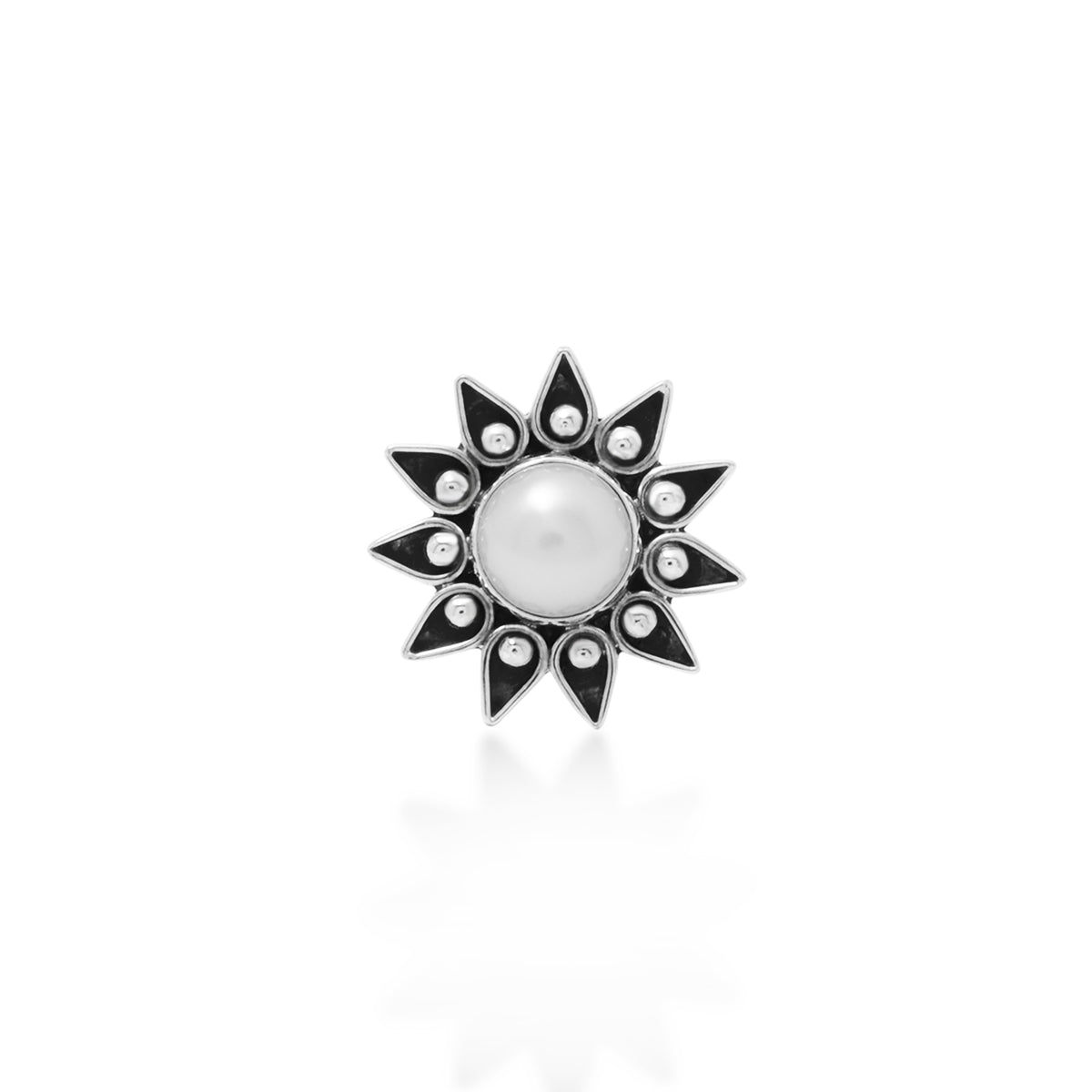 Sterling Silver 925 Flower Jawan Ring