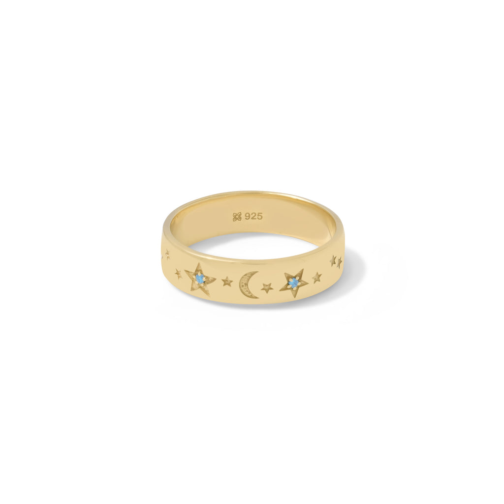 Cincin Band Perak Koleksi Selene Sterling Silver 925 Gold Plated