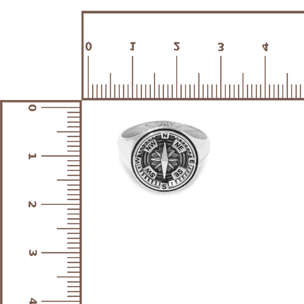 Kompas Sterling Silver 925 Round Signet Ring