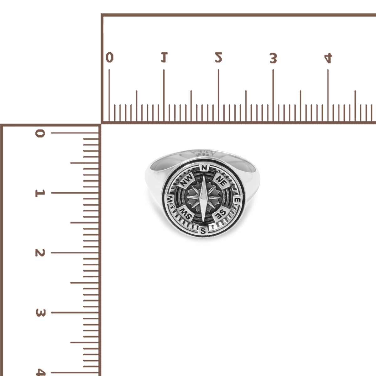 Kompas Sterling Silver 925 Round Signet Ring