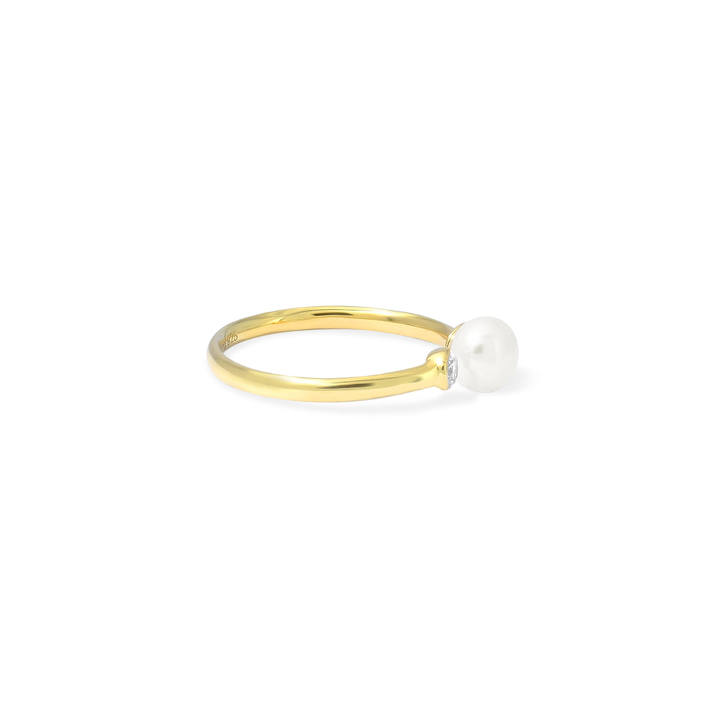 Adjustable Gold Plated Ring Lumine Pearl Collection 925 Sterling Silver