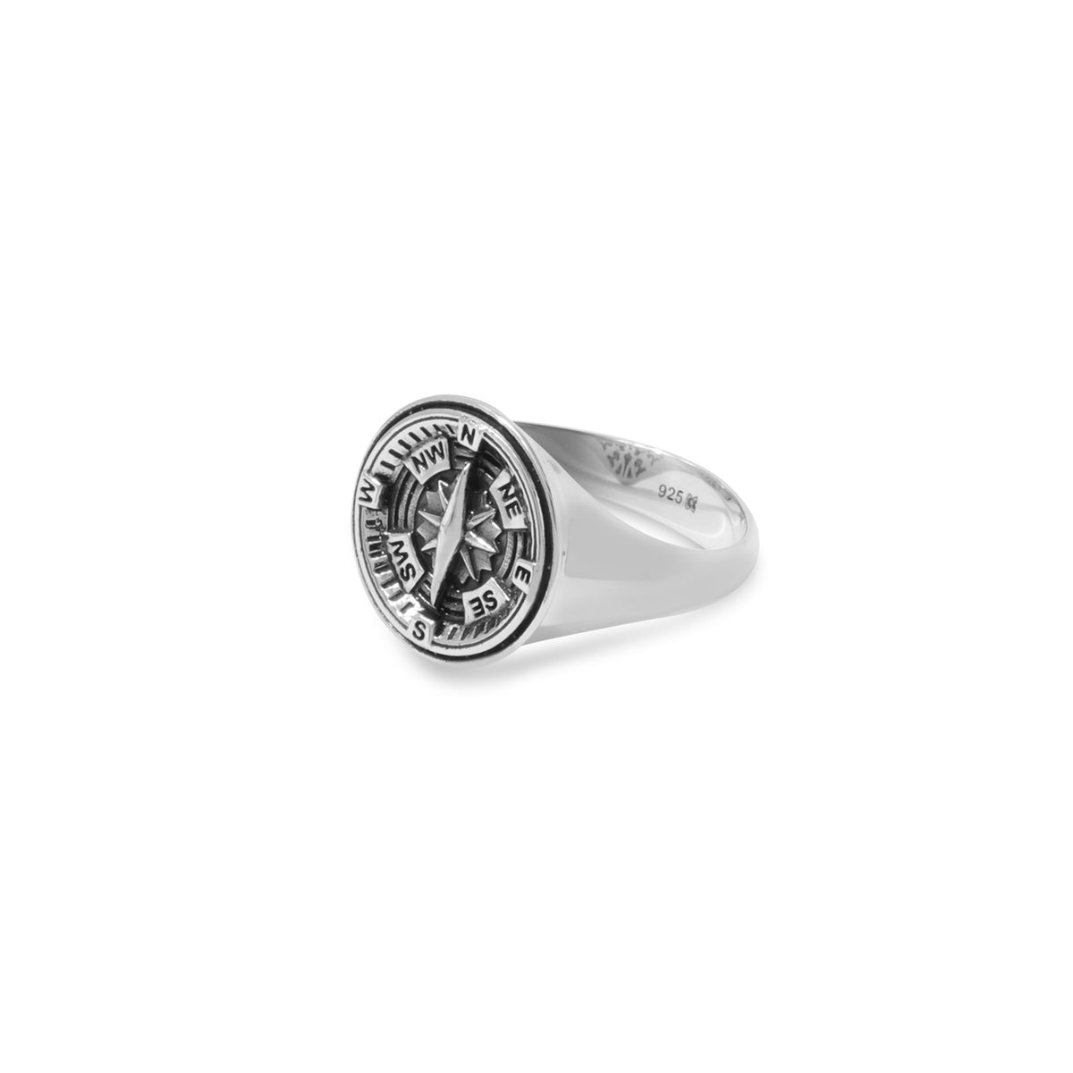 Cincin Signet Round Koleksi Kompas Sterling Silver 925