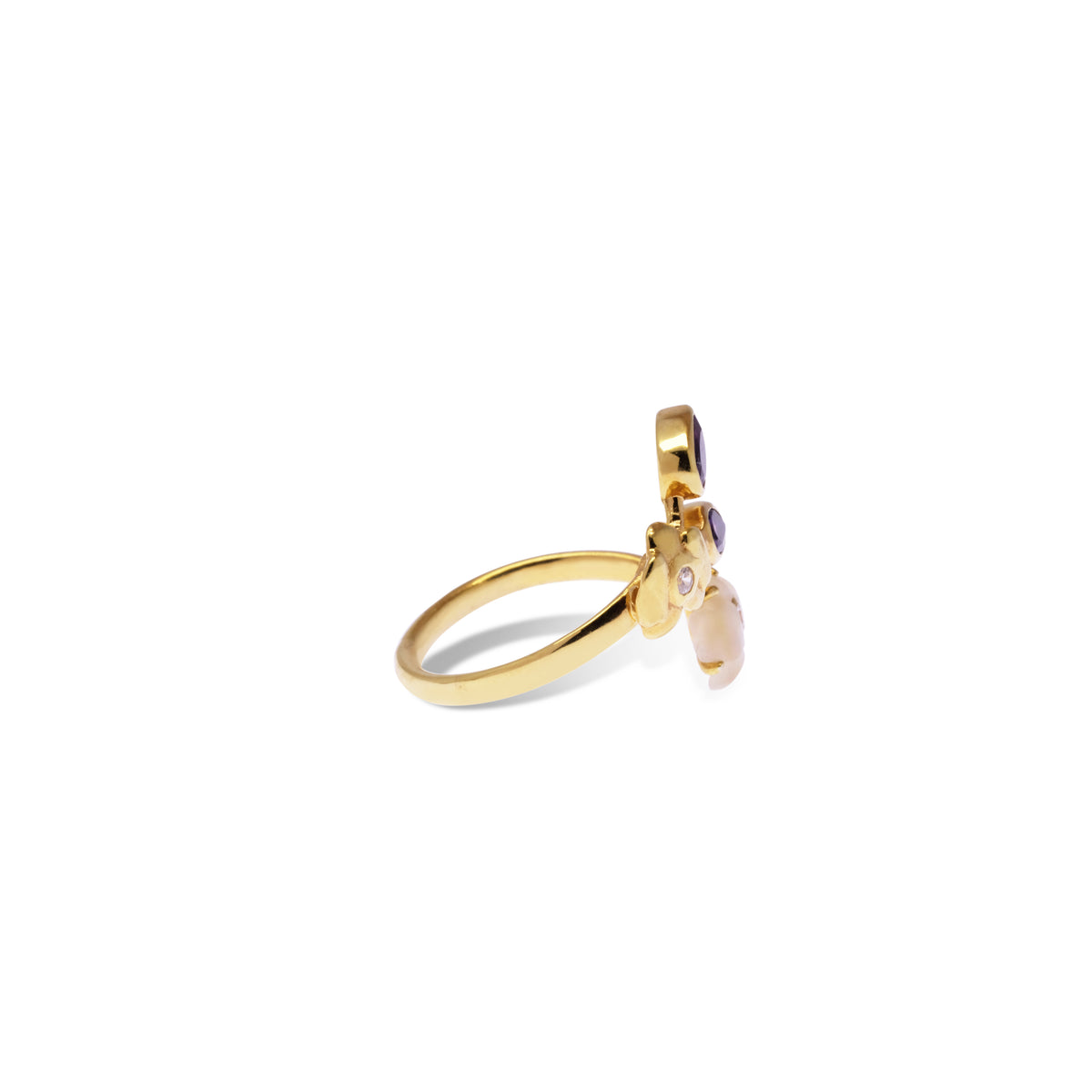 Adjustable 925 Silver Orchid Collection Gold Plated Ring