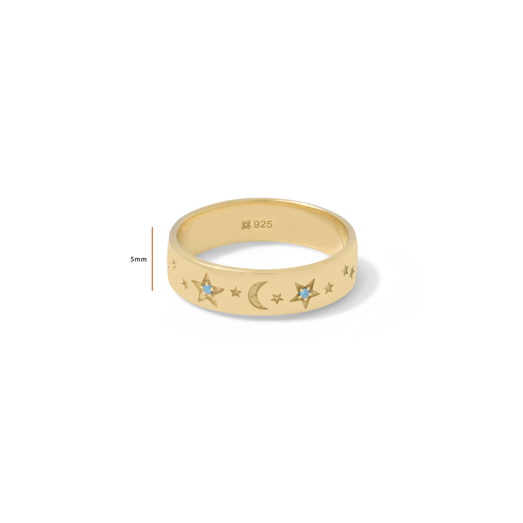 Cincin Band Perak Koleksi Selene Sterling Silver 925 Gold Plated