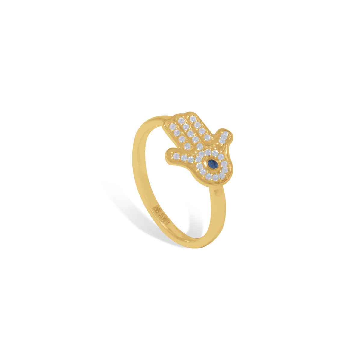 1 Hamsa Sterling Silver 925 Gold Plated Ring