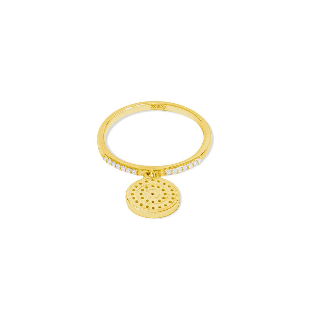 Evil Eye Collection Sterling Silver 925 Gold Plated Hanging Ring