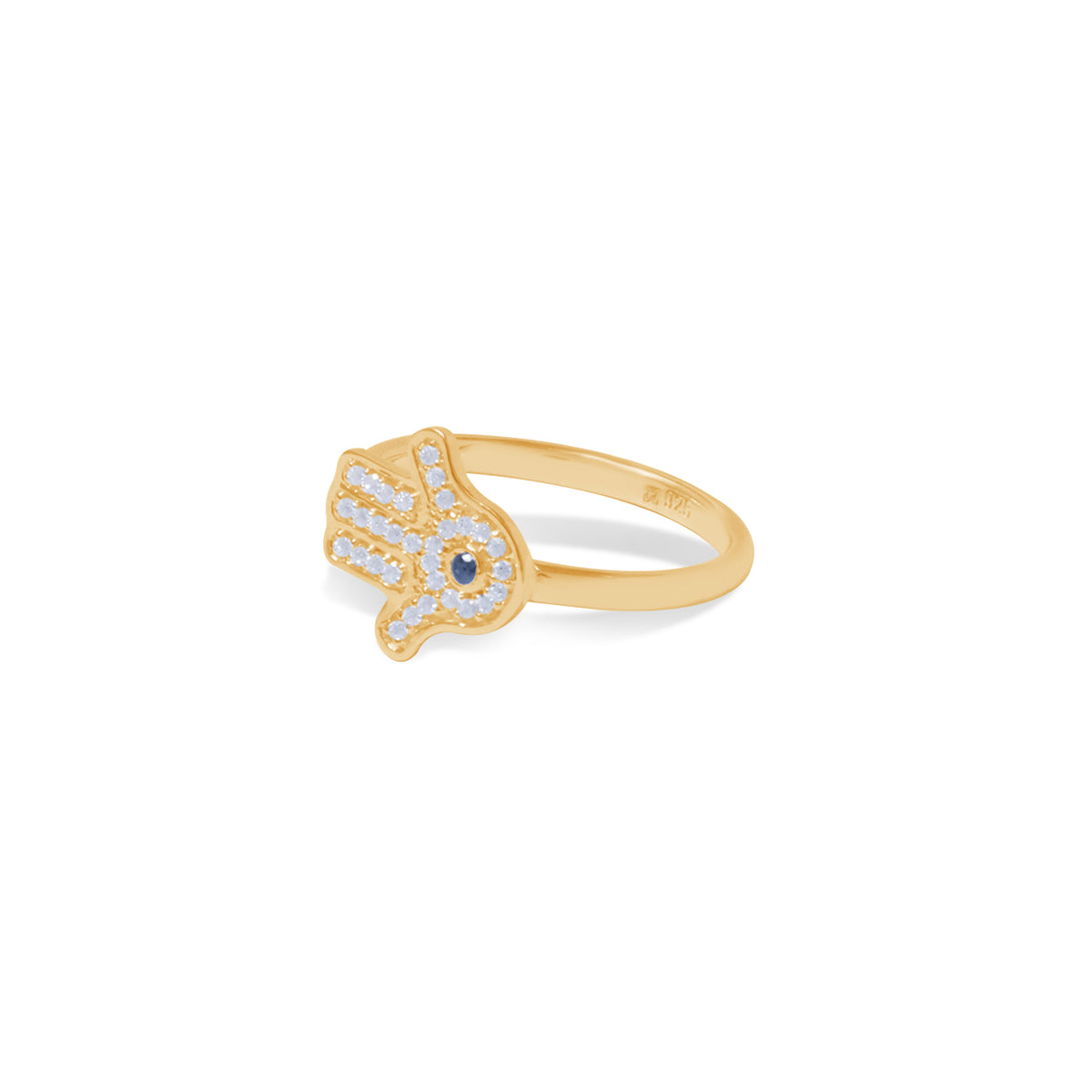 1 Hamsa Sterling Silver 925 Gold Plated Ring