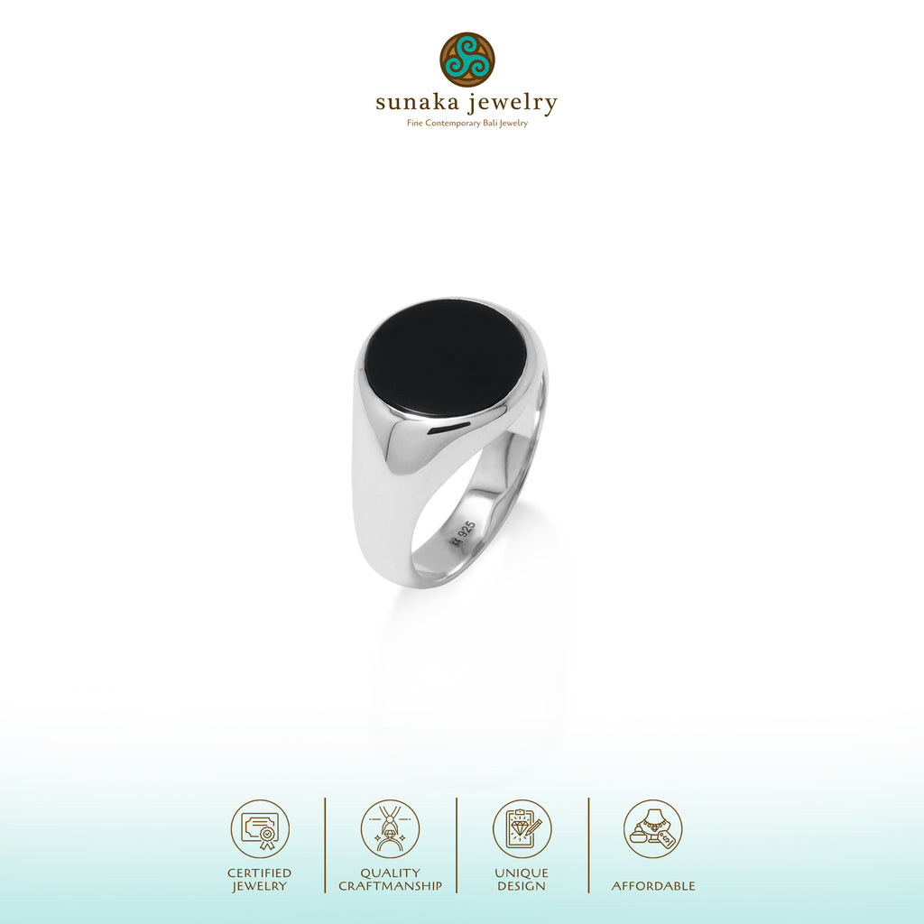 Cincin Round Besar Perak 925 Koleksi Noir