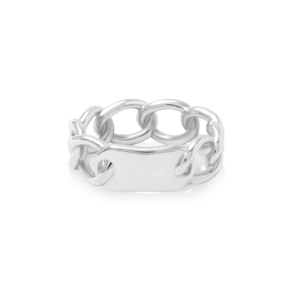 Sterling Silver 925 Cuban Curb Chain Ring Plain Collection
