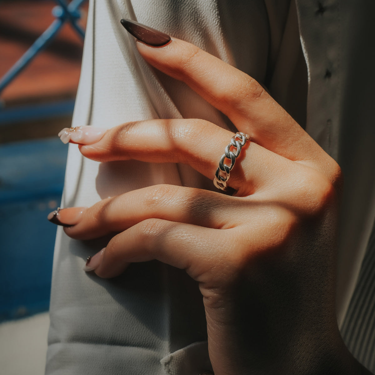 Small Chain Ring Cuban Sterling Silver 925 Collection