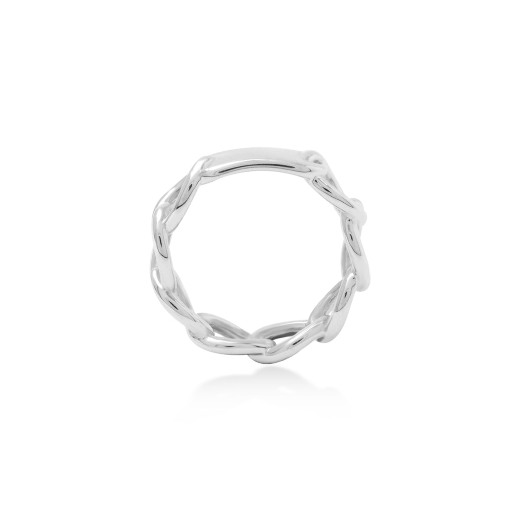 Sterling Silver 925 Cuban Curb Chain Ring Plain Collection
