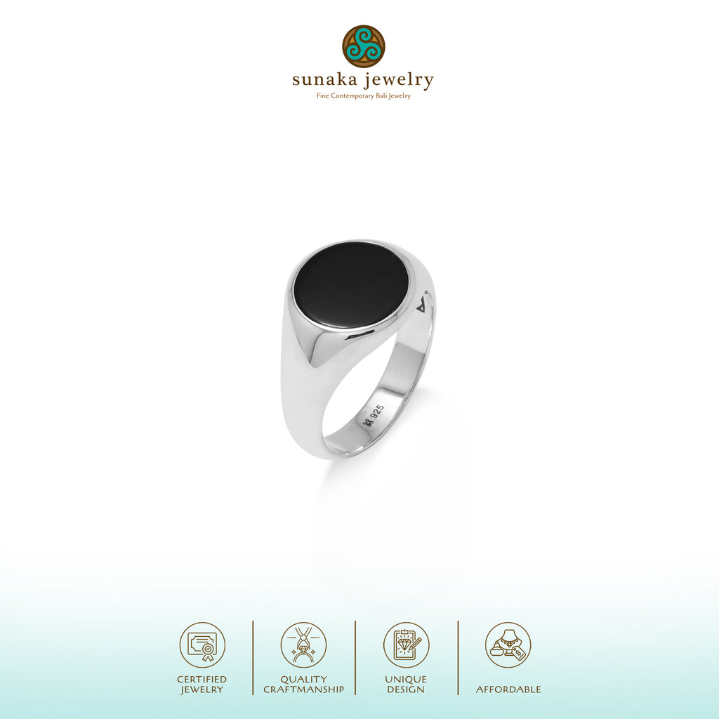 Cincin Round Medium Perak 925 Koleksi Noir