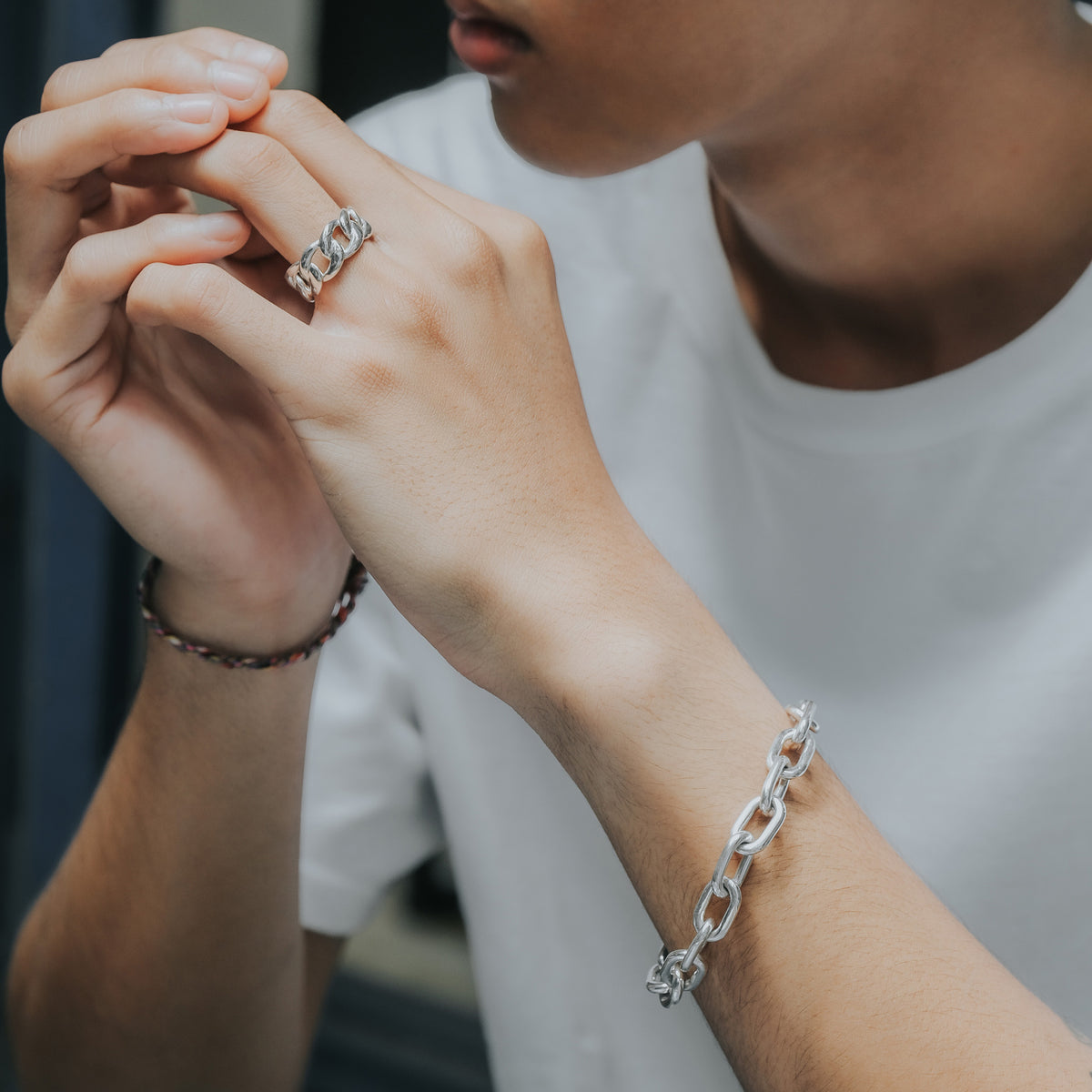 Cincin Rantai Extra Large Perak Koleksi Cuban Sterling Silver 925
