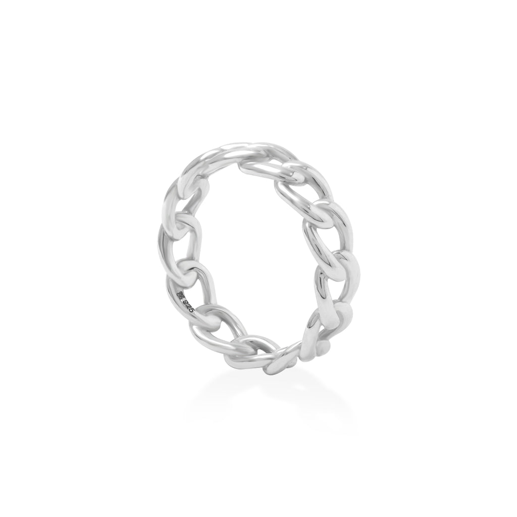 Cuban Sterling Silver 925 Medium Chain Ring