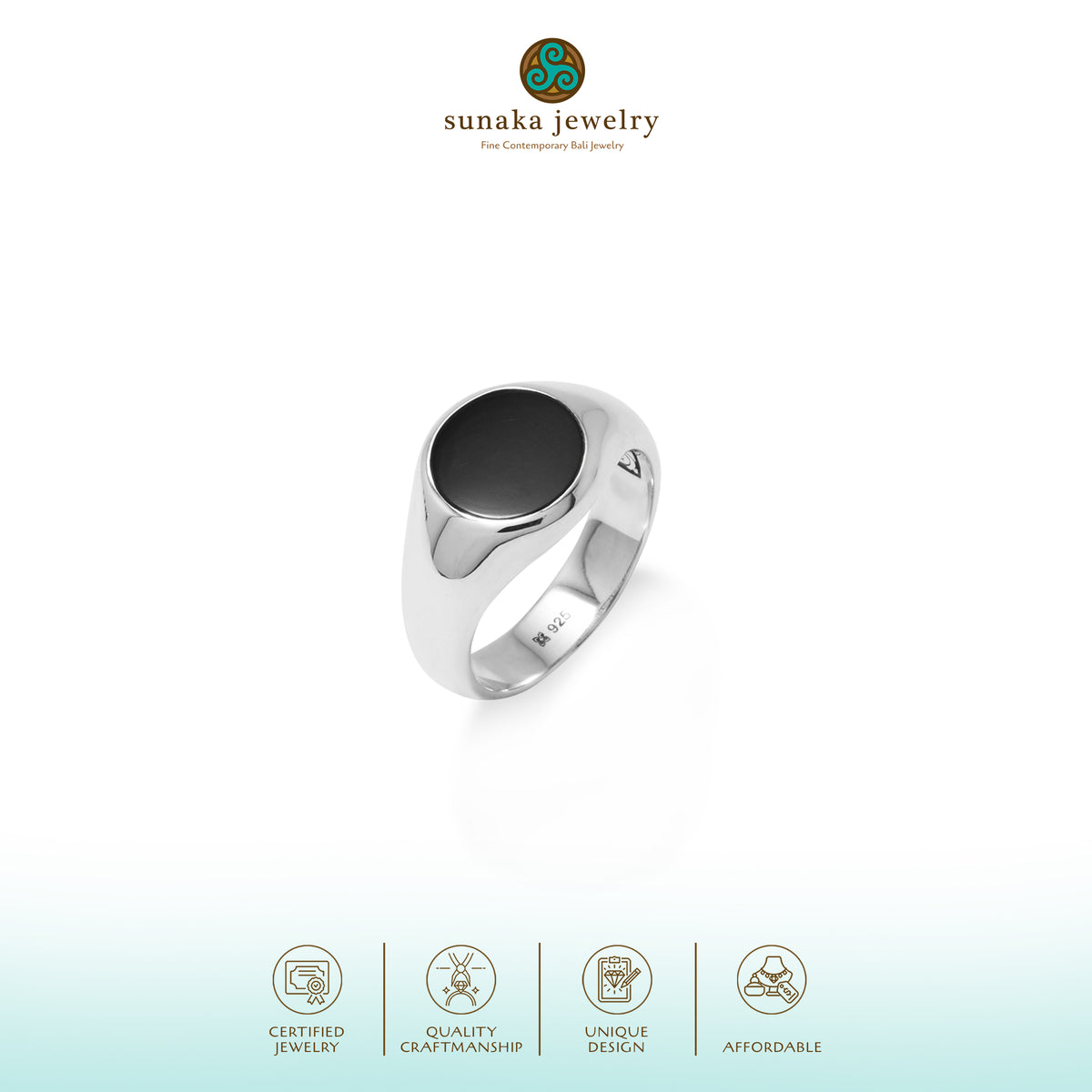 Cincin Round Small Perak 925 Koleksi Noir