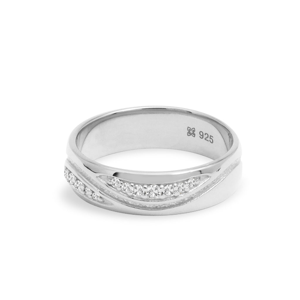 Cincin Couple Crossover Pave Perak 925 Koleksi Amoria