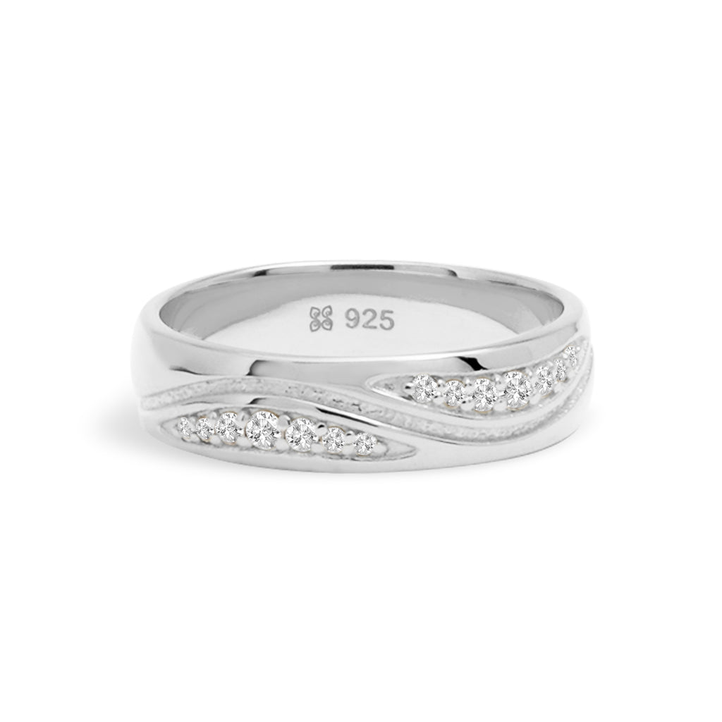Cincin Couple Crossover Pave Perak 925 Koleksi Amoria