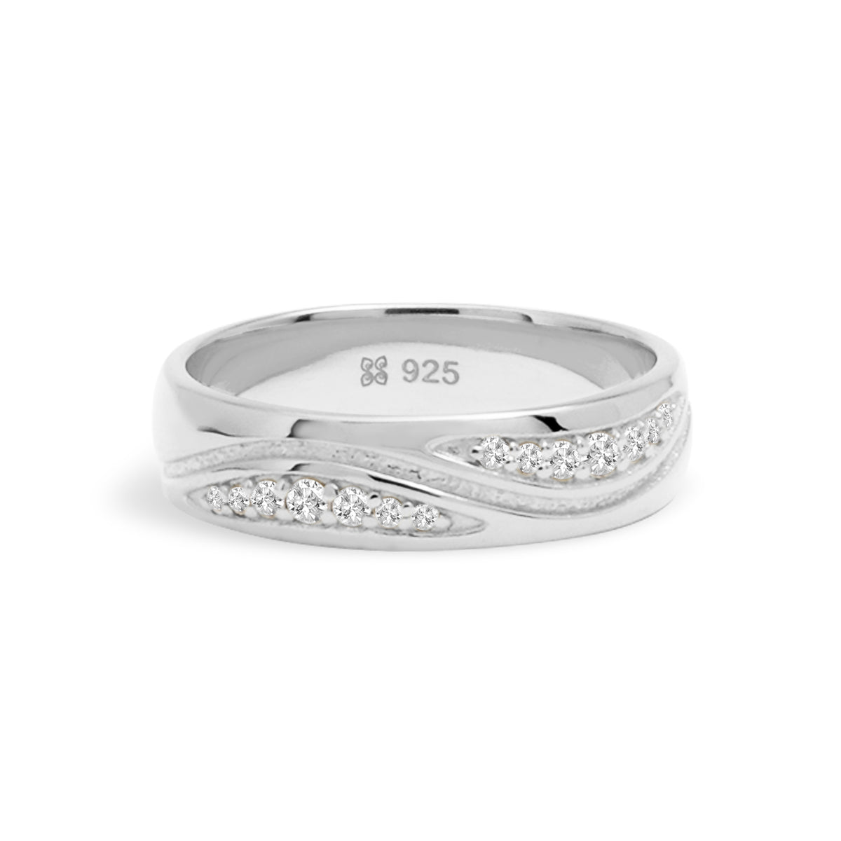 Cincin Couple Crossover Pave Perak 925 Koleksi Amoria