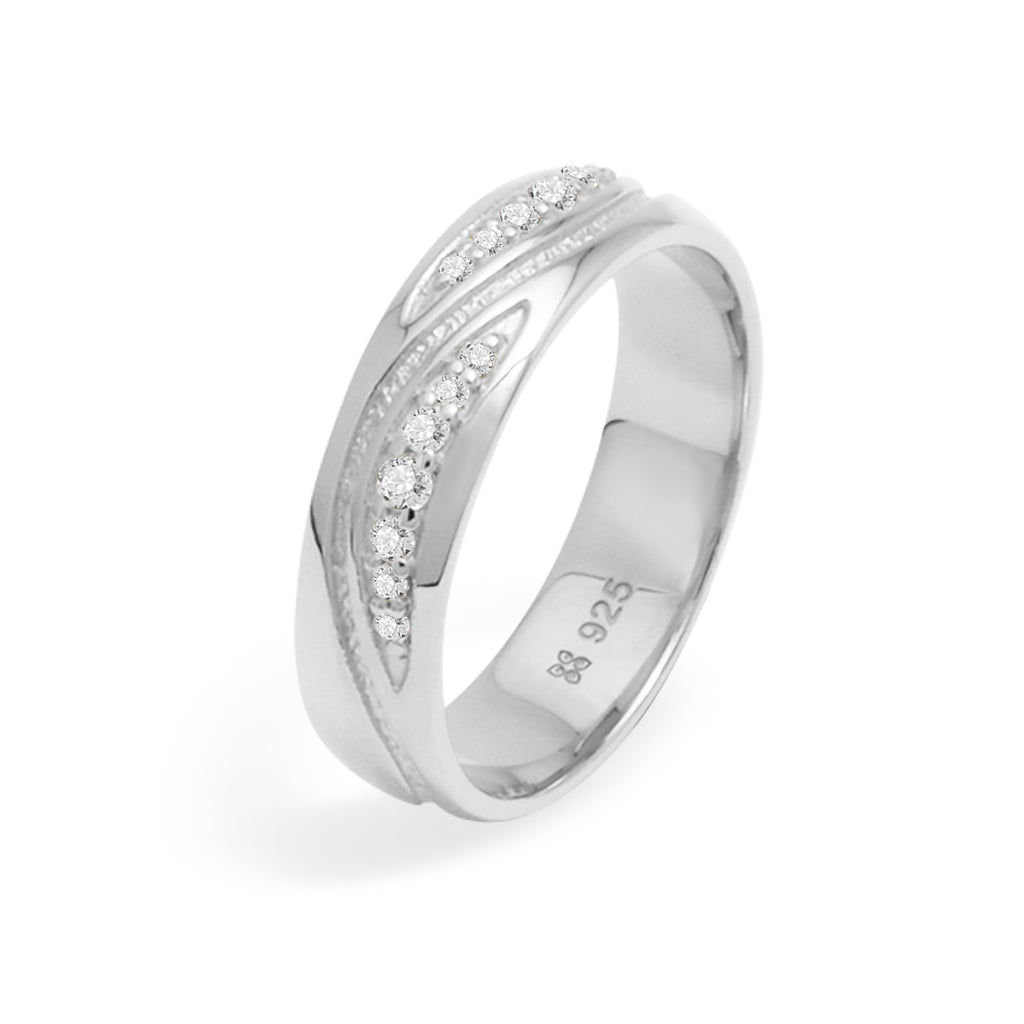 Cincin Couple Crossover Pave Perak 925 Koleksi Amoria