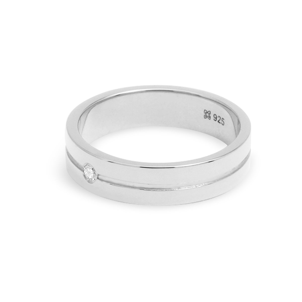 Cincin Couple Single Stone Accent Perak 925 Koleksi Amoria