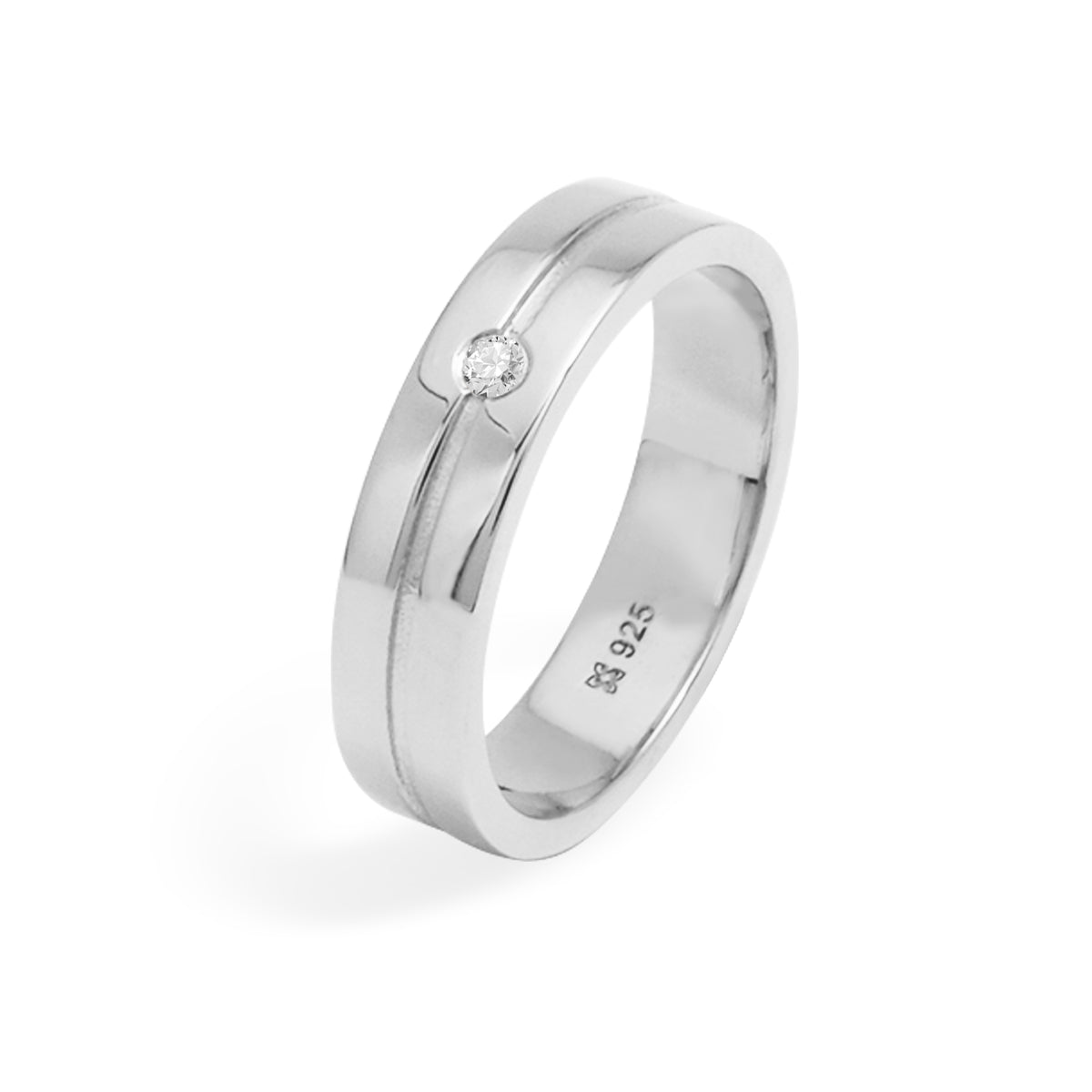 Cincin Couple Single Stone Accent Perak 925 Koleksi Amoria