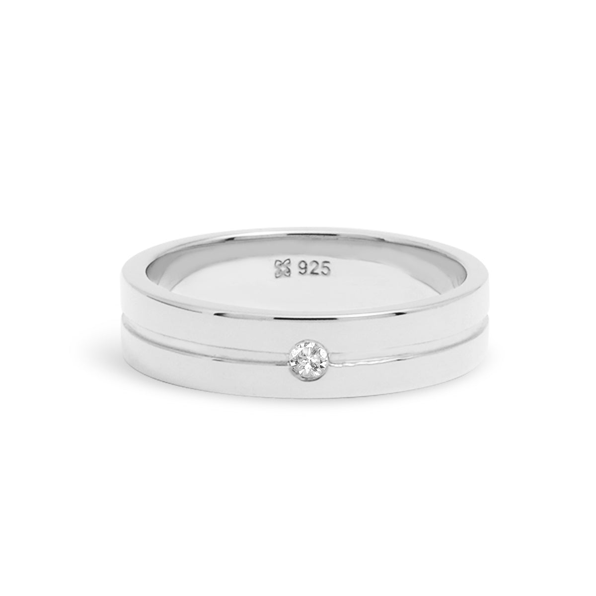 Cincin Couple Single Stone Accent Perak 925 Koleksi Amoria