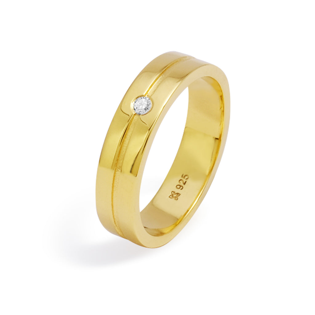 Cincin Couple Single Stone Accent Perak 925 Koleksi Amoria