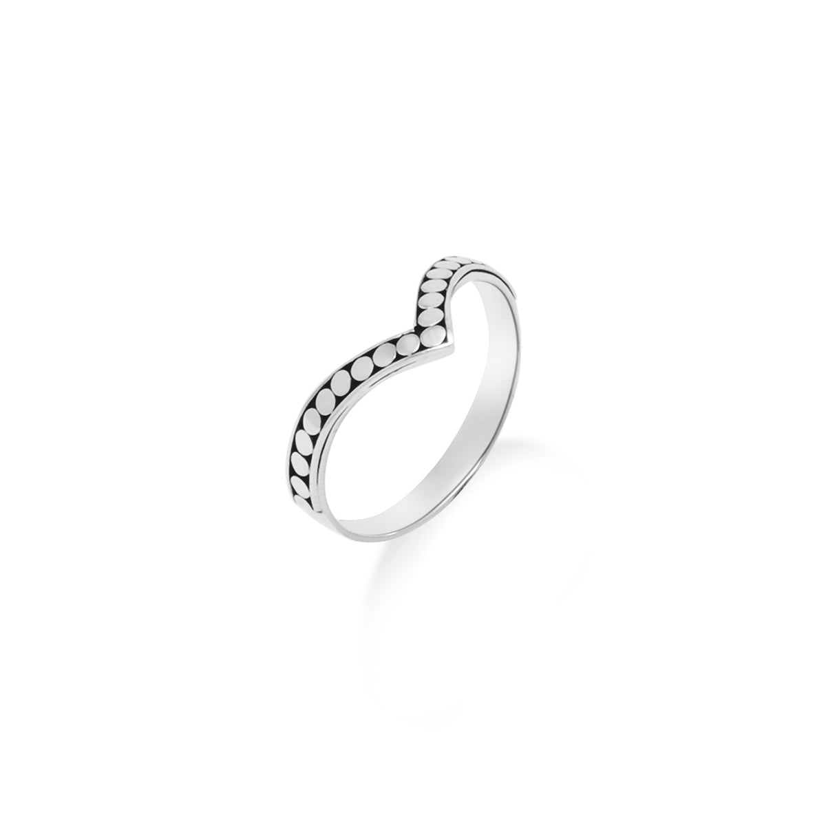 V-Shape Ring with Beaded Jawan Sterling Silver 925