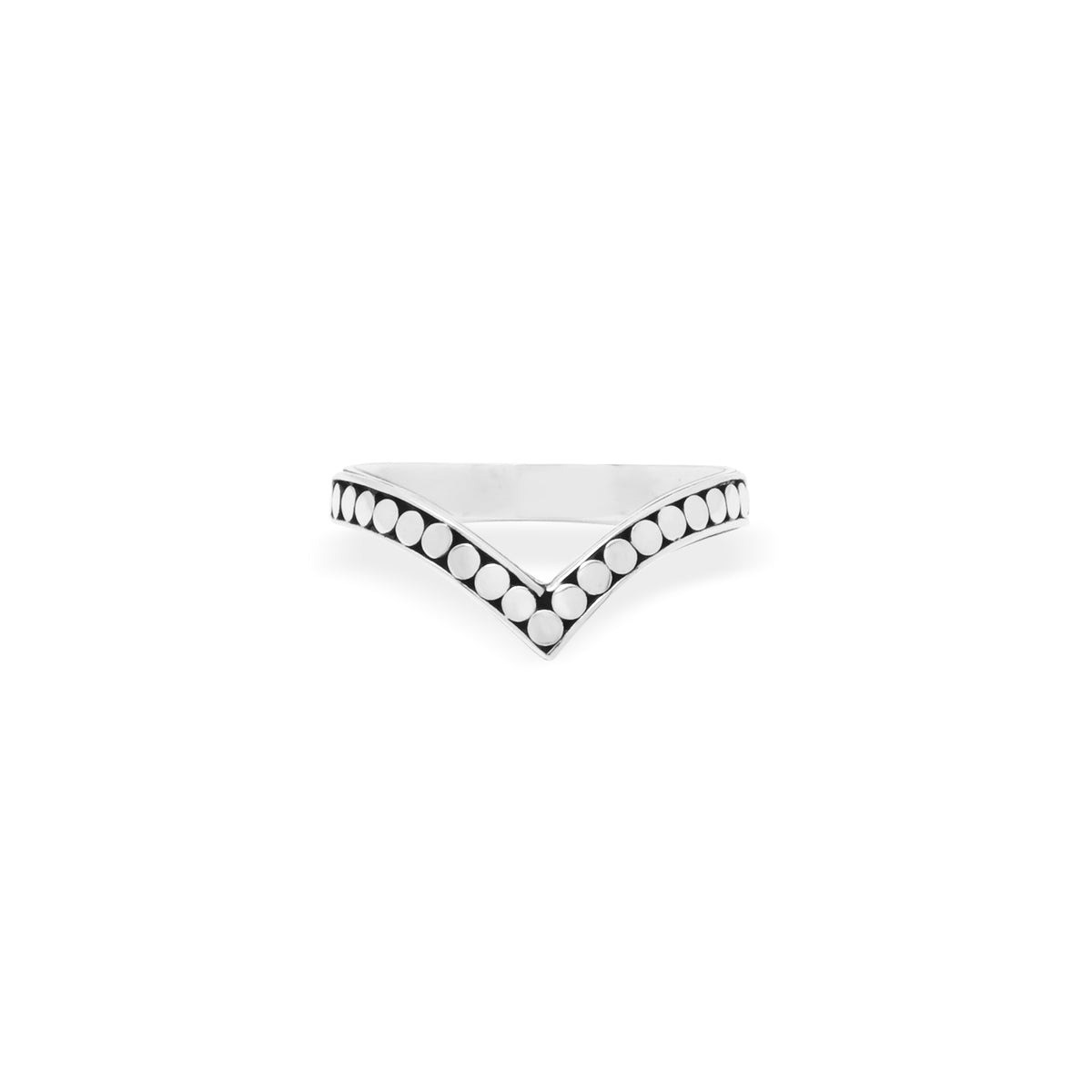 V-Shape Ring with Beaded Jawan Sterling Silver 925