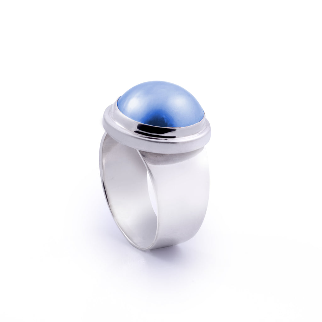 925 Sterling Silver Plain Mabe Collection Ring