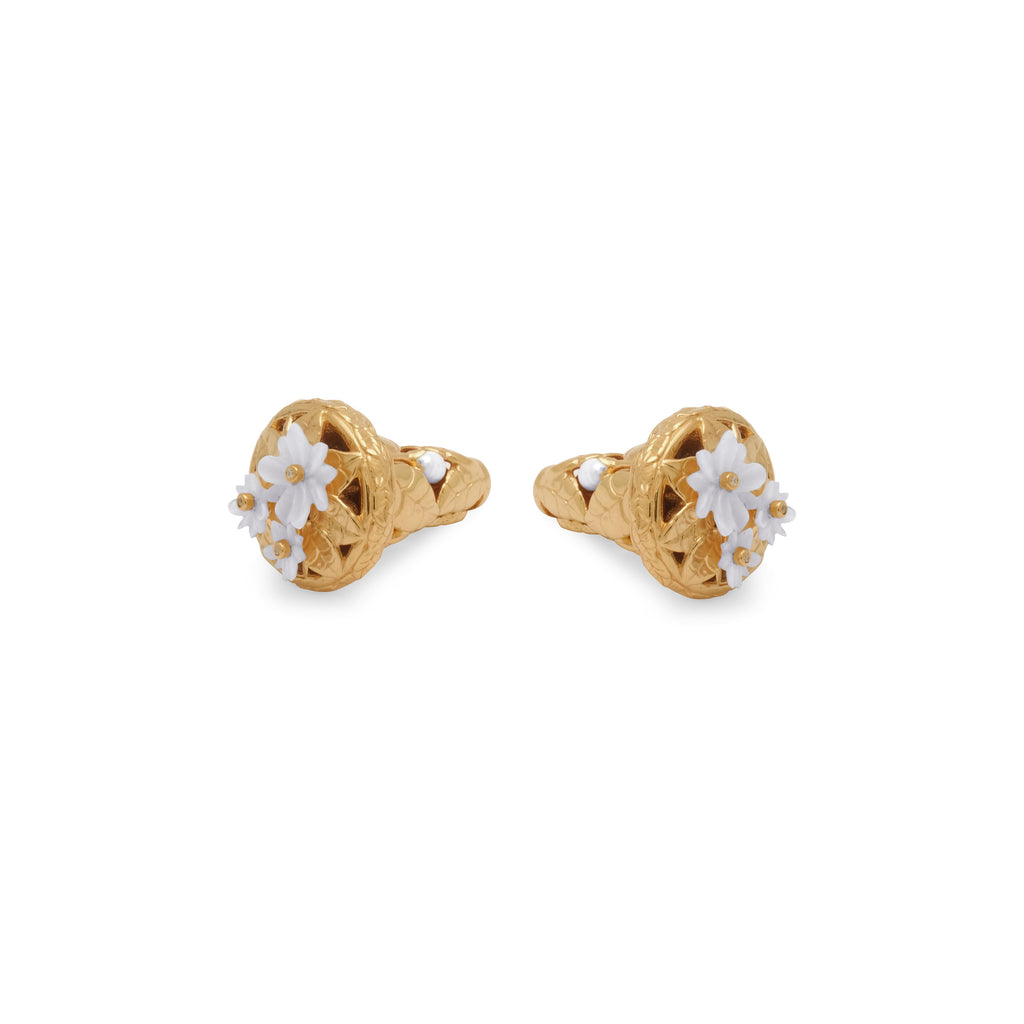 Large Silver Earrings, Jasmine Pearl Collection, Sterling Silver 925 Gold Plated