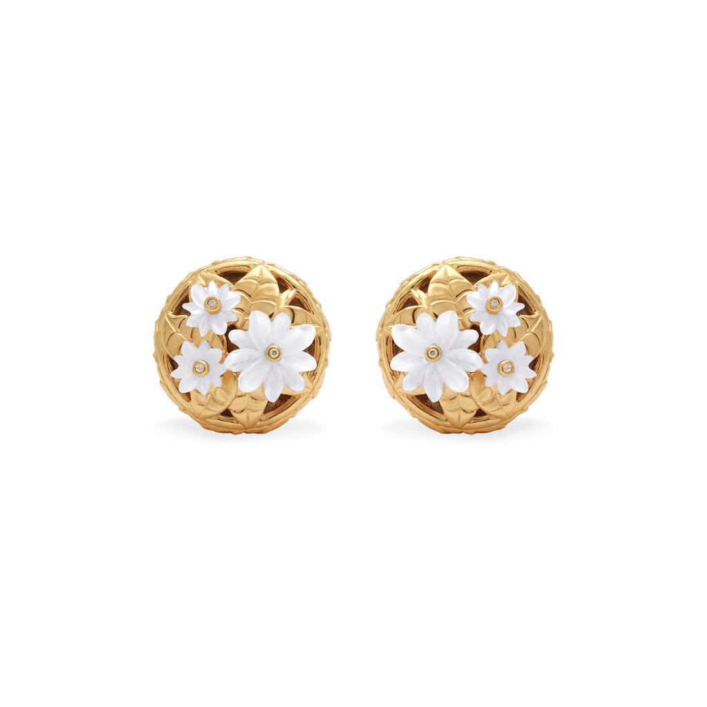 Large Silver Earrings, Jasmine Pearl Collection, Sterling Silver 925 Gold Plated
