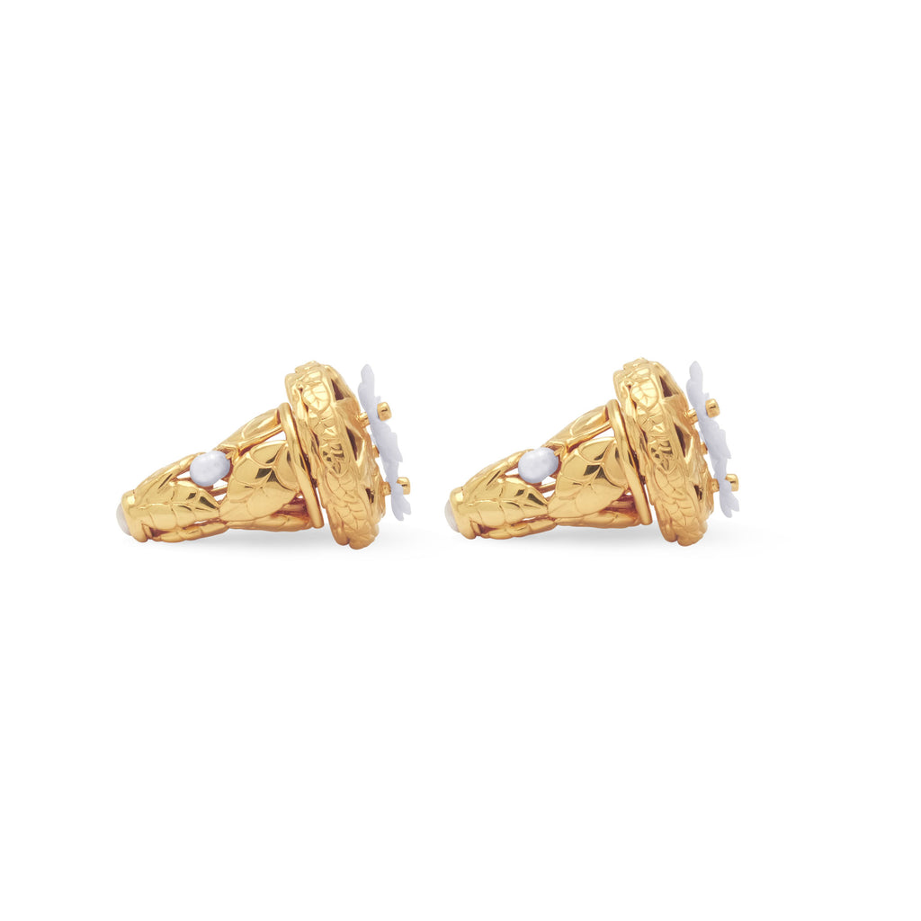Large Silver Earrings, Jasmine Pearl Collection, Sterling Silver 925 Gold Plated