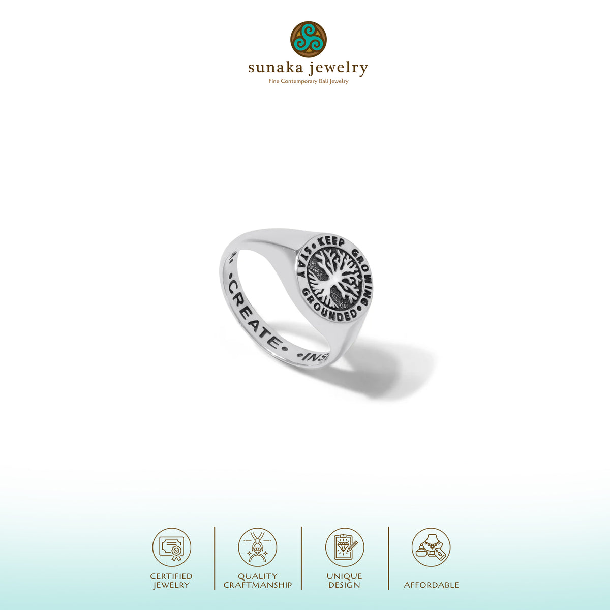 Cincin Signet Perak 925 Koleksi Tree Of Life New Design
