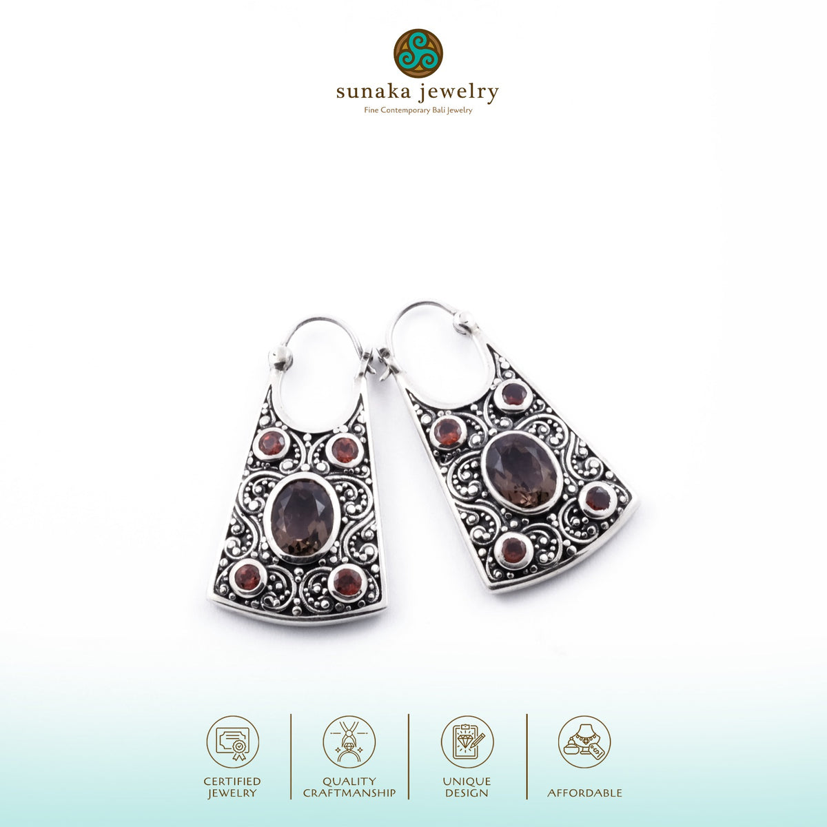 925 Silver Tridatu Collection Hoop Earrings