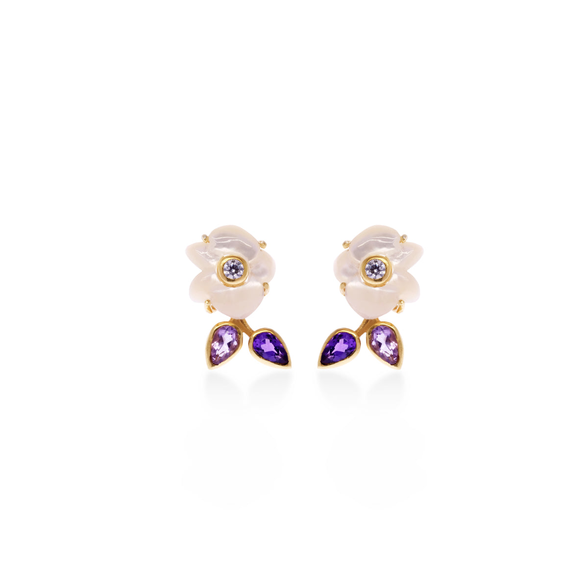 Anting Stud Perak 925 Koleksi Anggrek Gold Plated