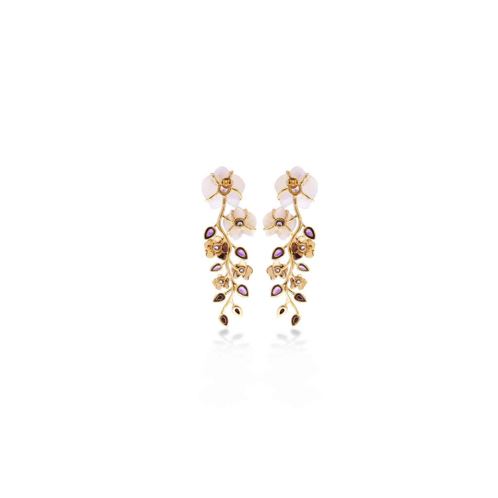 925 Silver Statement Earrings Gold Plated Orchid Collection